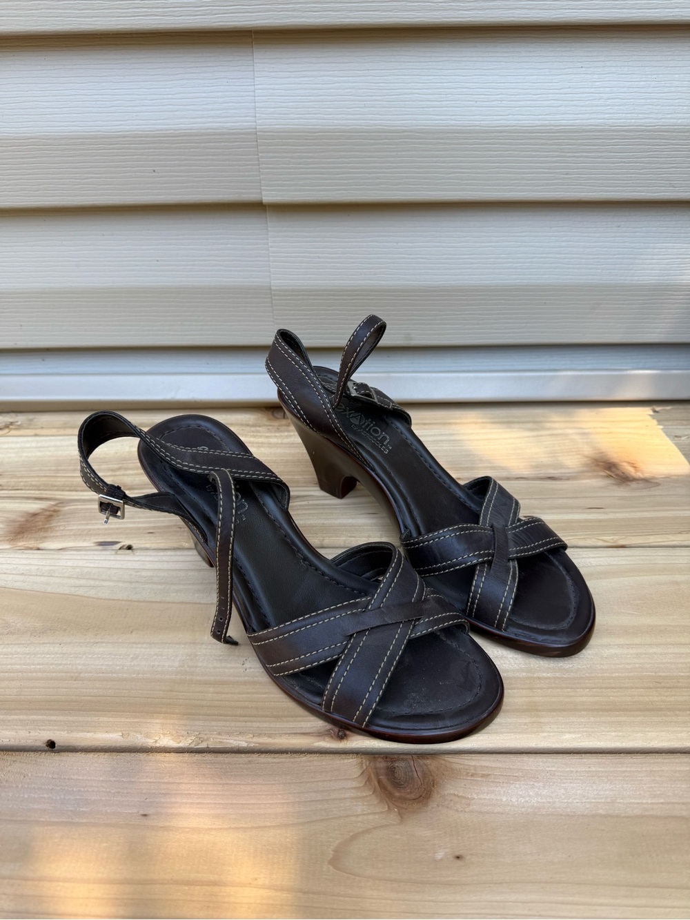 AEROSOLES Brown Crisscross Slingback Heels